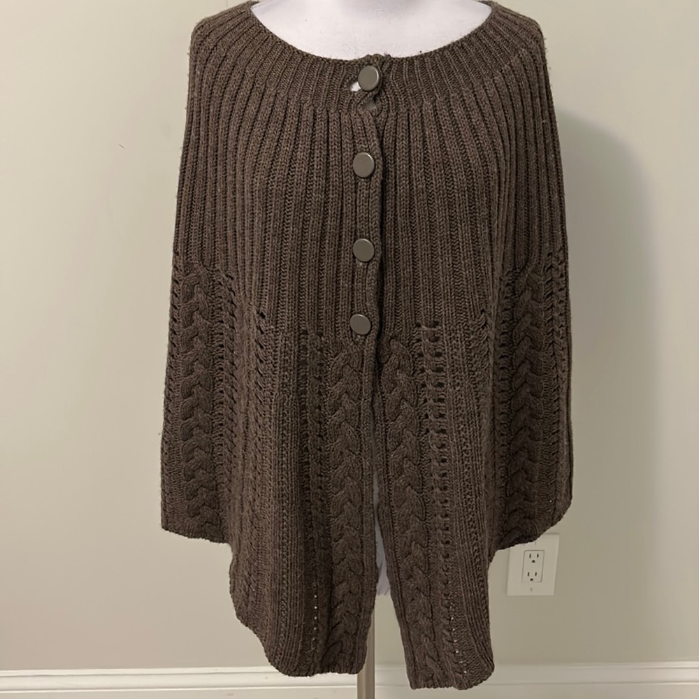 Magaschoni Merino Wool Cableknit Poncho
